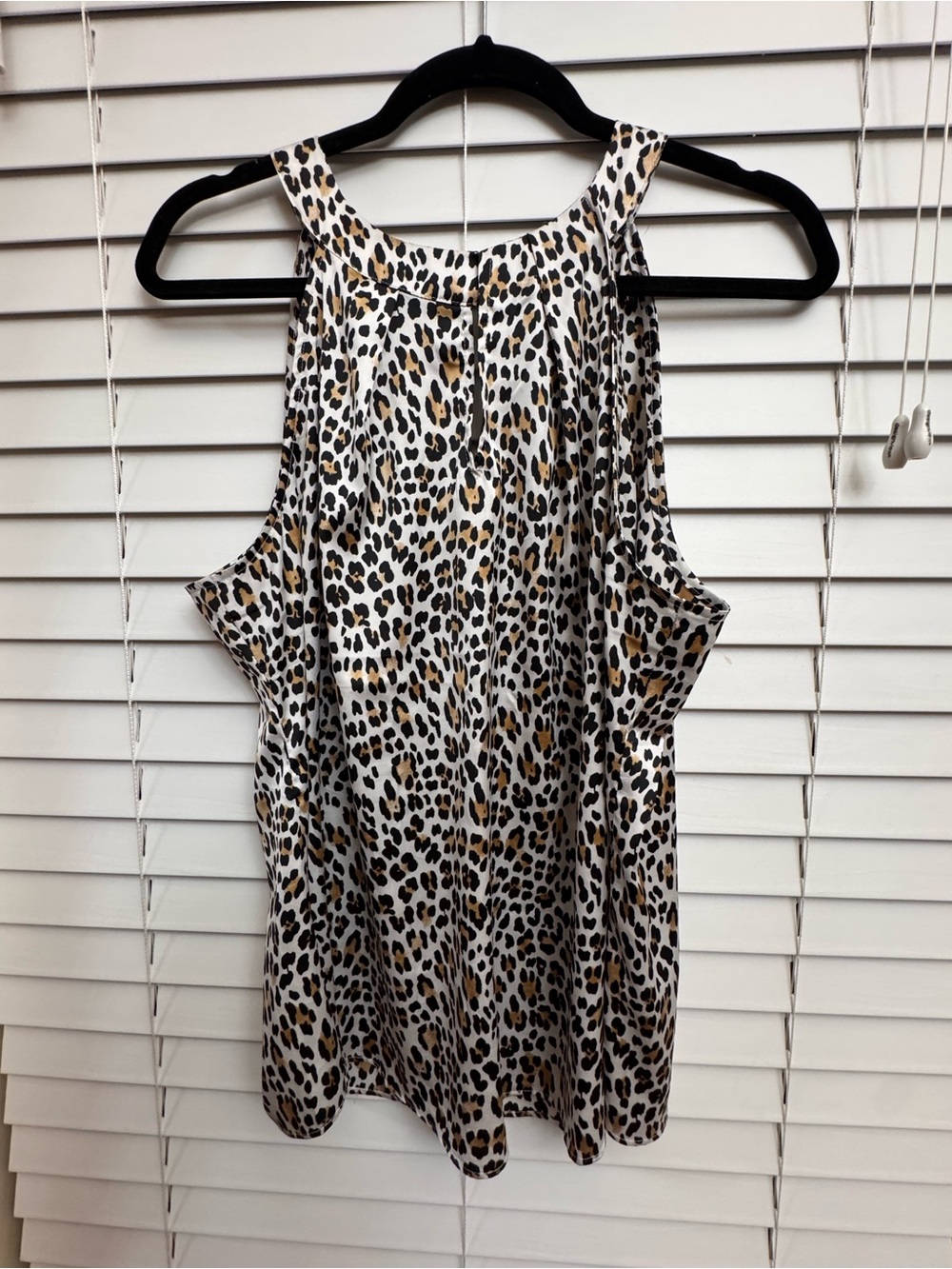 White House Black Market Leopard Print Halter Tank - White, Tan, Black